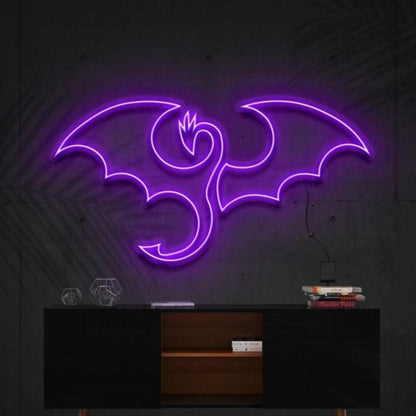 Flaming Dragon Blue Purple Bat Led Neon Sign For Gothic Bar Halloween Decor | Shineneon