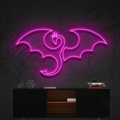 Flaming Dragon Blue Purple Bat Led Neon Sign For Gothic Bar Halloween Decor | Shineneon