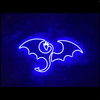 Flaming Dragon Blue Purple Bat Led Neon Sign For Gothic Bar Halloween Decor | Shineneon