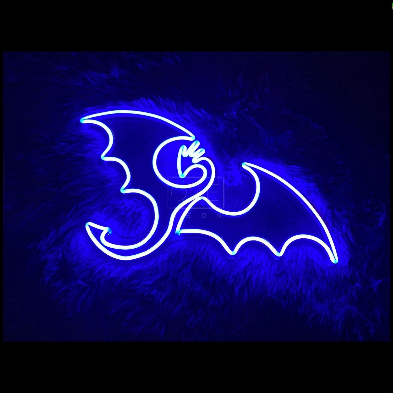Flaming Dragon Blue Purple Bat Led Neon Sign For Gothic Bar Halloween Decor | Shineneon