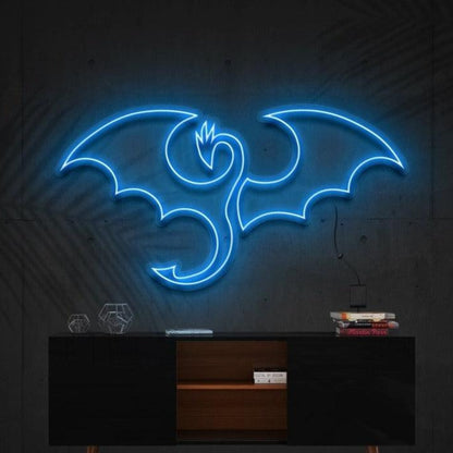 Flaming Dragon Blue Purple Bat Led Neon Sign For Gothic Bar Halloween Decor | Shineneon
