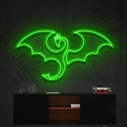 Flaming Dragon Blue Purple Bat Led Neon Sign For Gothic Bar Halloween Decor | Shineneon