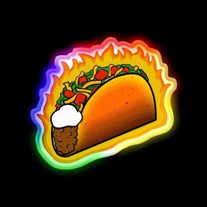 Flaming Hot Taco Fast Food Led Neon Sign For Burger Place Rgb Color - LED neon sign close-up detail