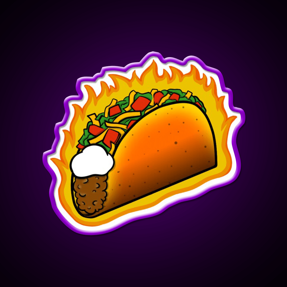 Flaming Hot Taco Fast Food Led Neon Sign For Burger Place Rgb Color - Shineneon