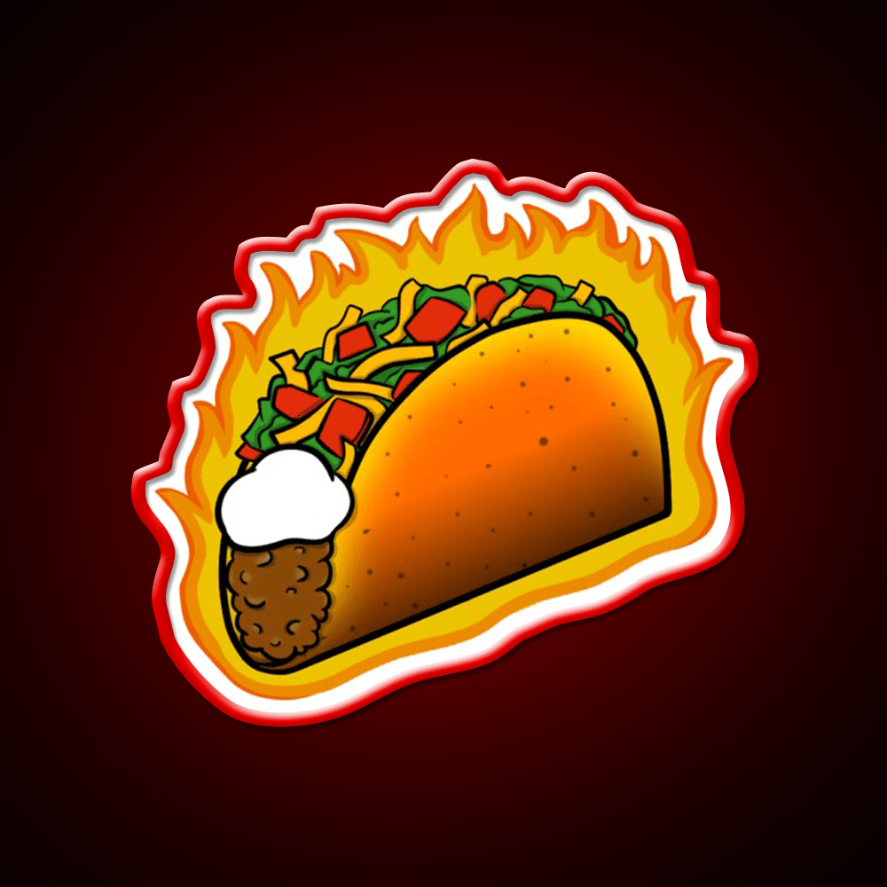 Flaming Hot Taco Fast Food Led Neon Sign For Burger Place Rgb Color - Shineneon