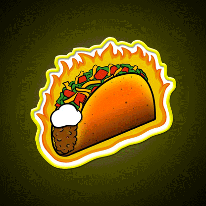 Flaming Hot Taco Led Neon Sign Mexican Food Sign Rgb Color - Custom LED neon sign front view