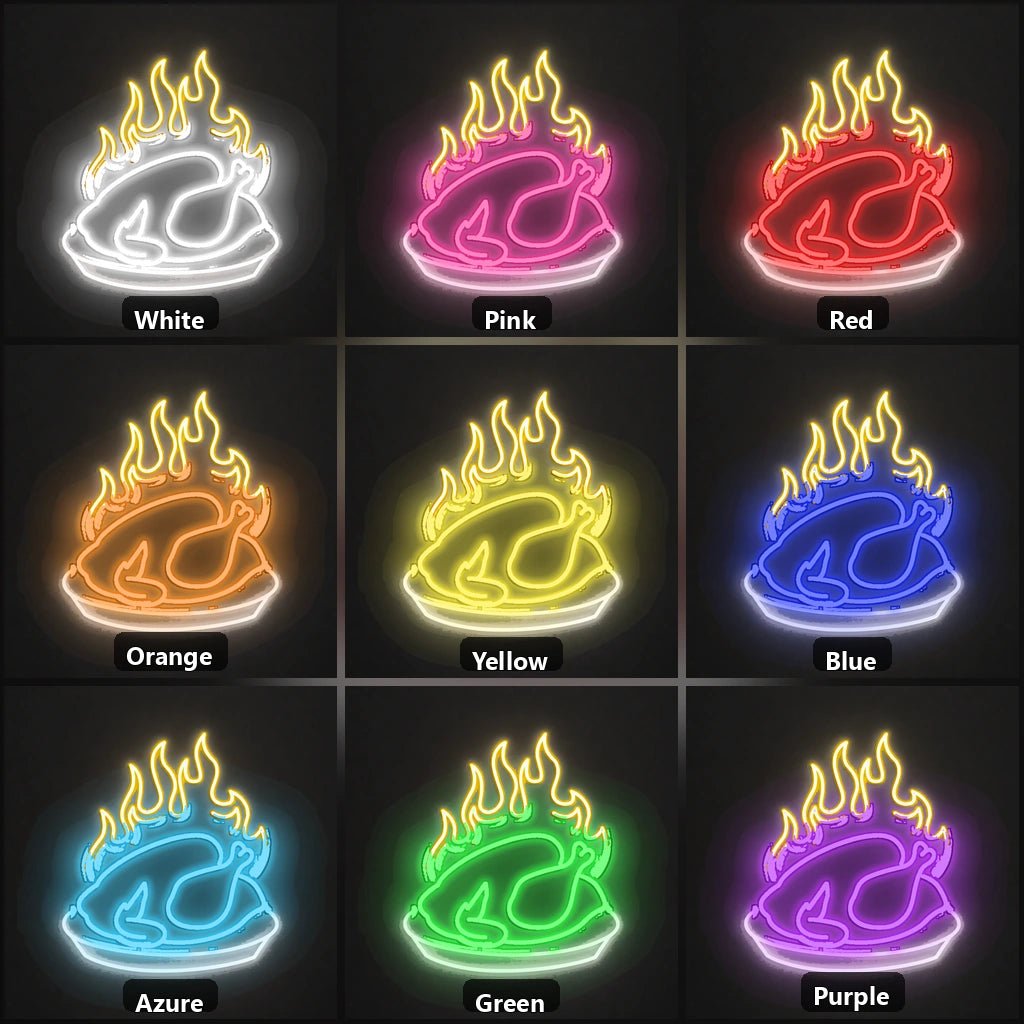 Flaming Roast Chicken Vintage LED Neon Sign - Shineneon