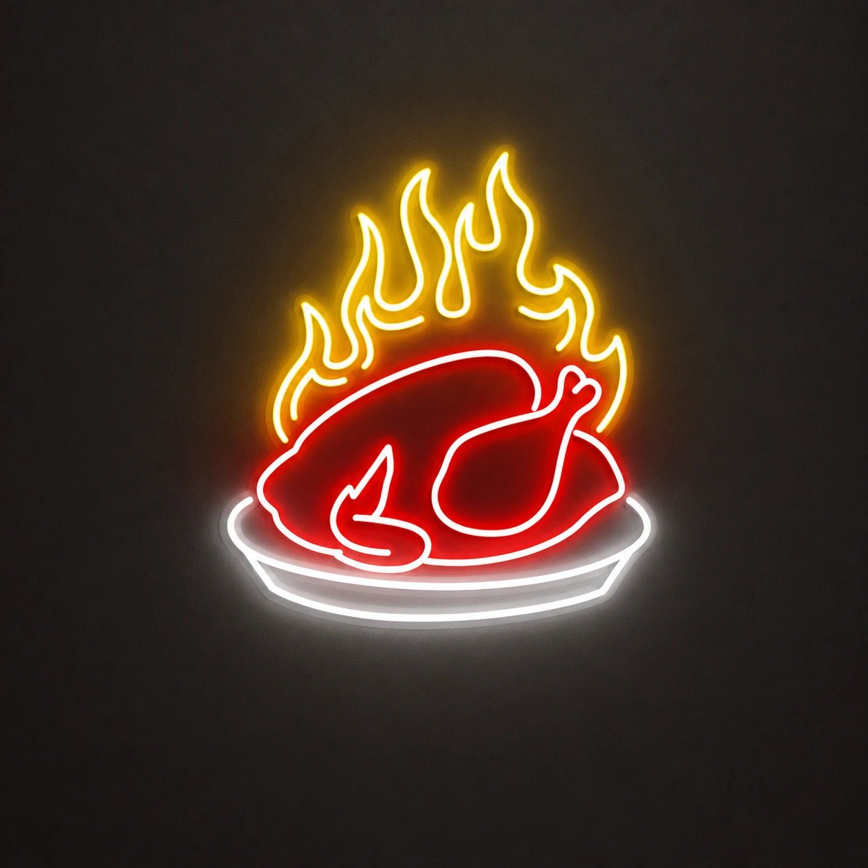 Flaming Roast Chicken Vintage LED Neon Sign - Shineneon