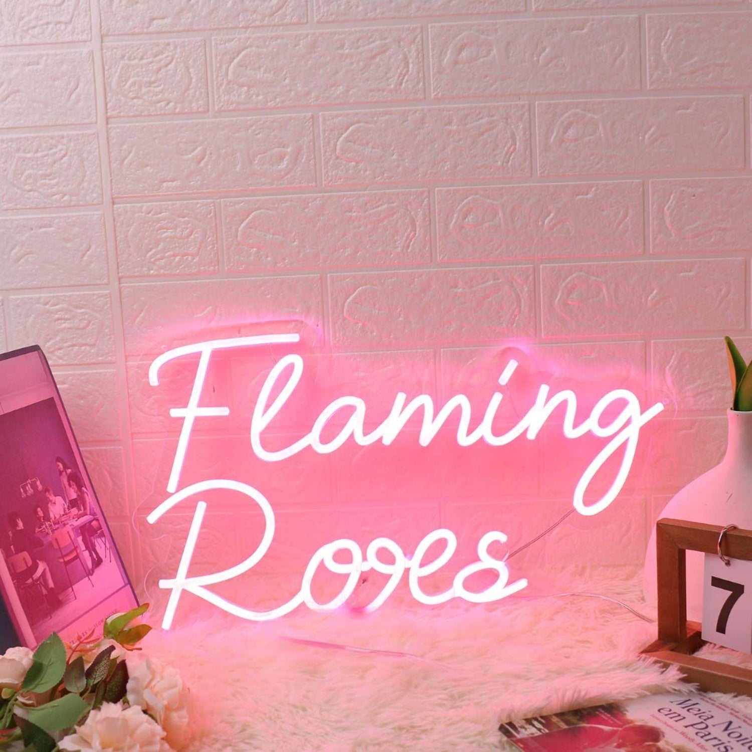 Flaming Roses Pink Led Neon Sign | Shineneon