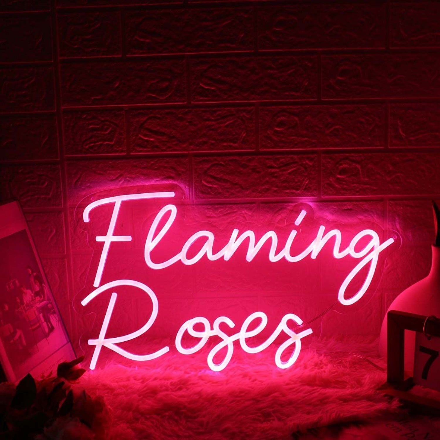 Flaming Roses Pink Led Neon Sign - Shineneon