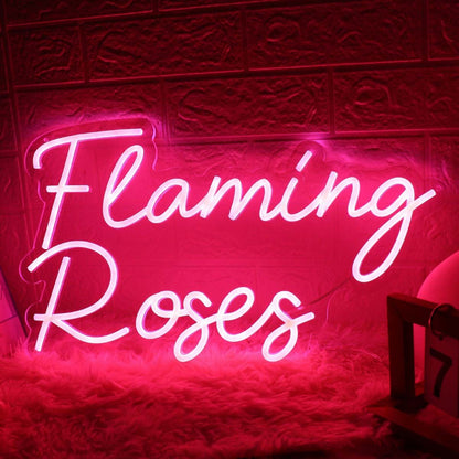 Flaming Roses Pink Led Neon Sign | Shineneon