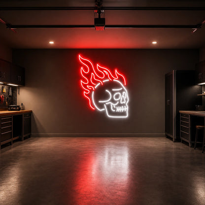 Flaming Skull LED Neon Sign Home Bar Wall Decoration size image