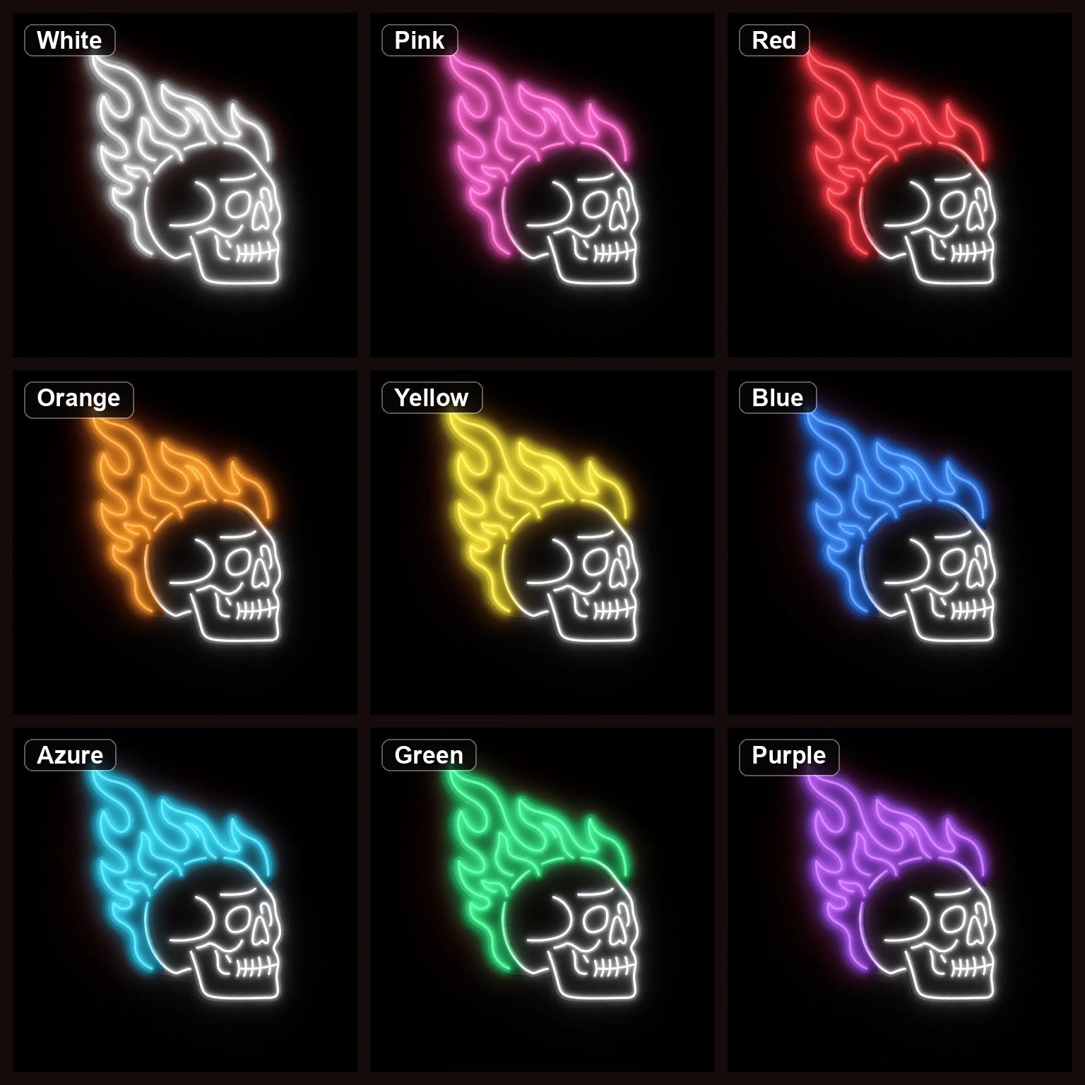 Flaming Skull LED Neon Sign Home Bar Wall Decoration color grid