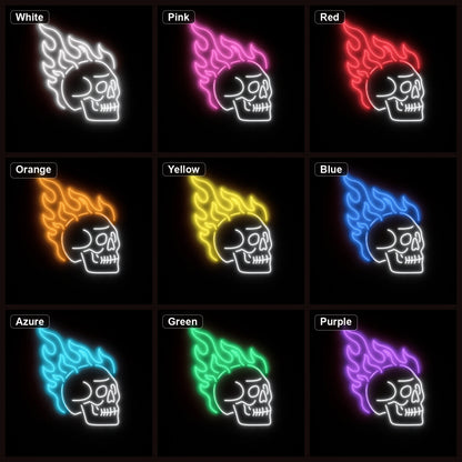 Flaming Skull LED Neon Sign Home Bar Wall Decoration color grid