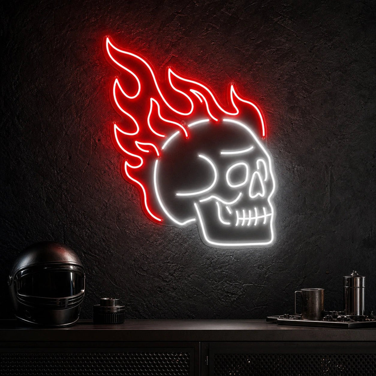 Flaming Skull LED Neon Sign Man Cave Neon Sign - Shineneon