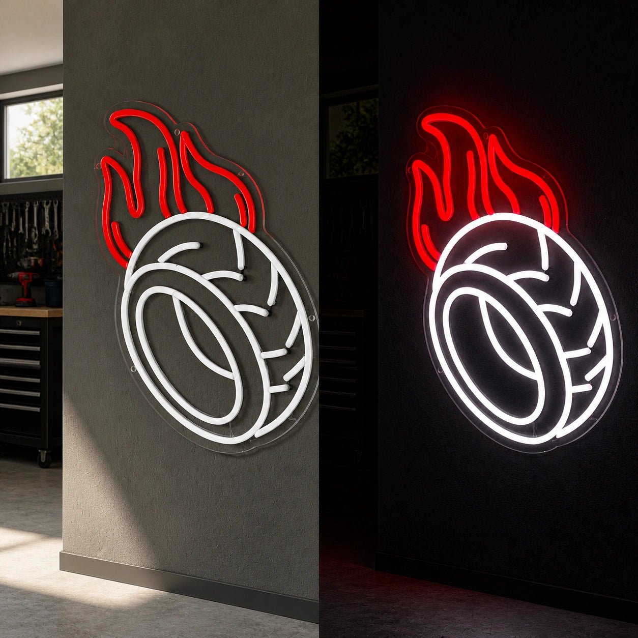 Flaming Tire Vintage LED Neon Sign - Shineneon