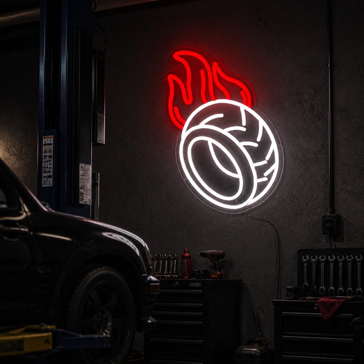 Flaming Tire Vintage LED Neon Sign - Shineneon