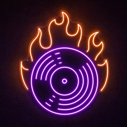 Flaming Vinyl Record LED Neon Sign - Shineneon