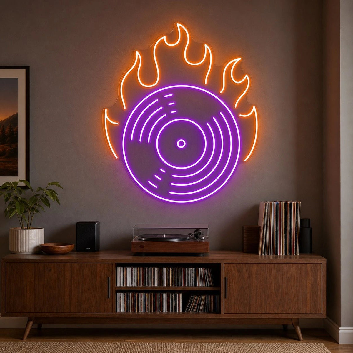 Flaming Vinyl Record LED Neon Sign - Shineneon