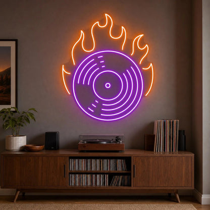 Flaming Vinyl Record LED Neon Sign - Shineneon