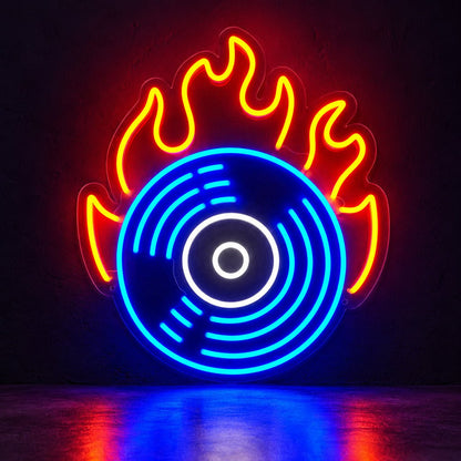 Flaming Vinyl Record LED Neon Sign Garage Neon Sign - Shineneon