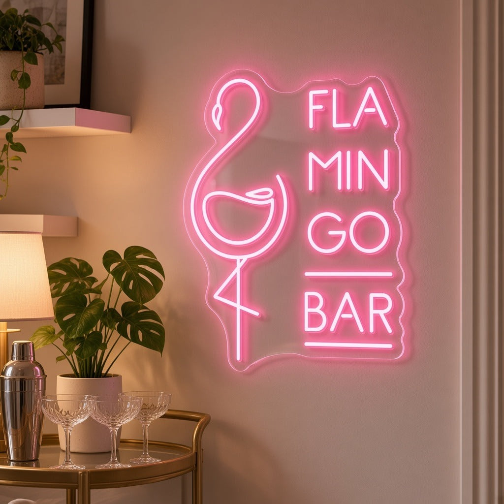 Flamingo Bar LED Neon Sign - lifestyle view