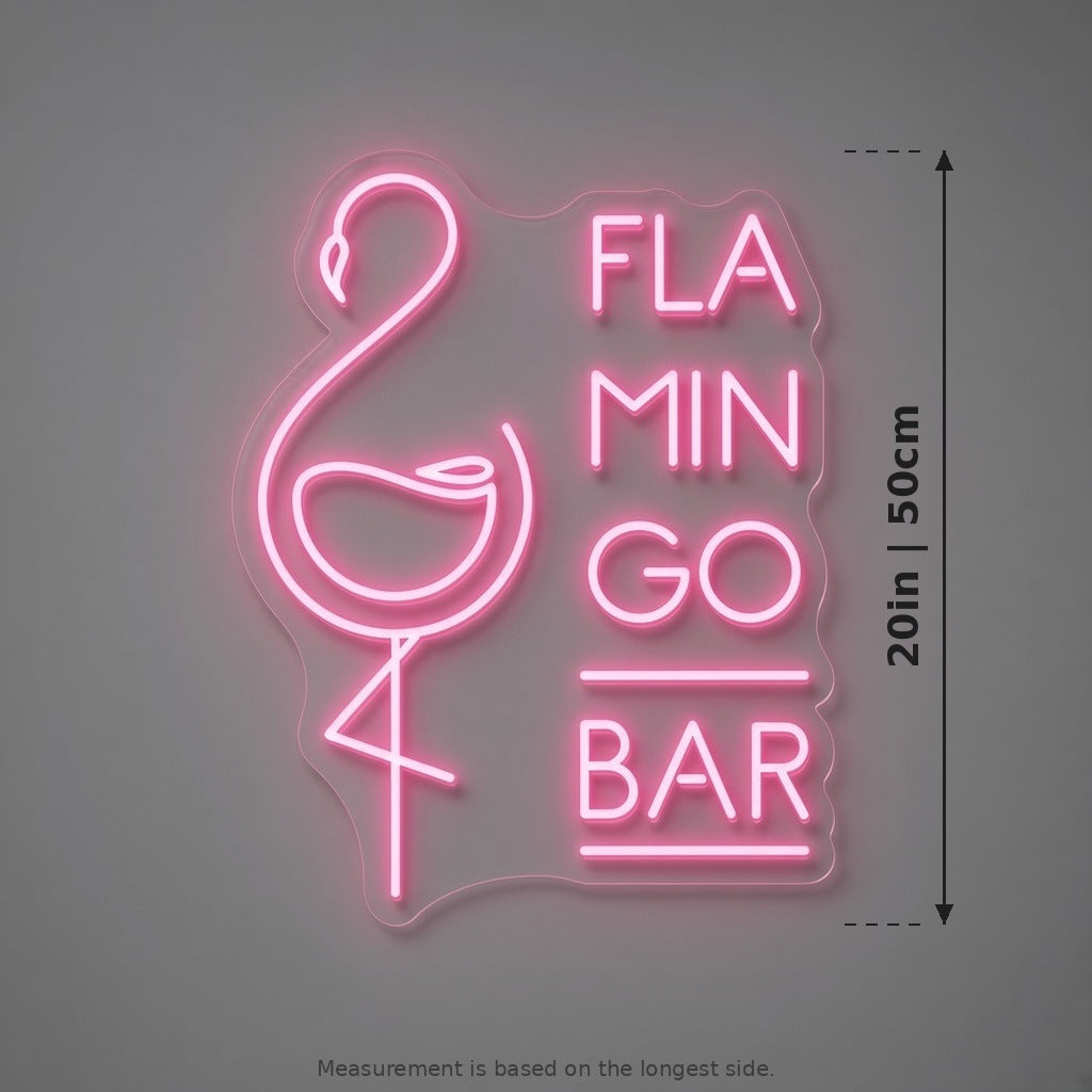 Flamingo Bar LED Neon Sign - size guide