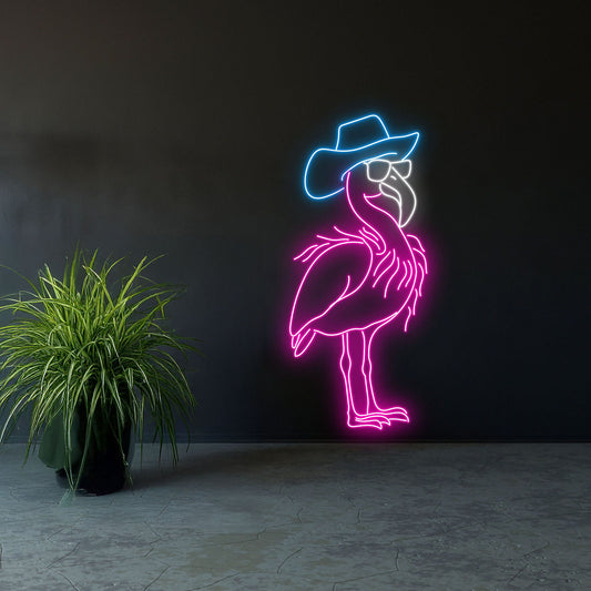 Flamingo Cowboy Led Neon Sign