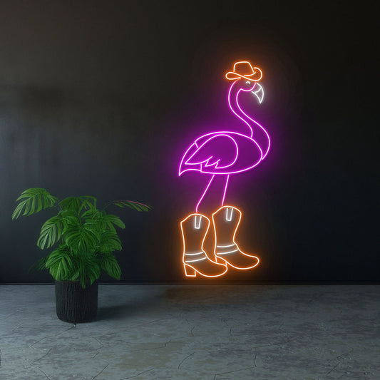 Flamingo Cowboy Neon Sign