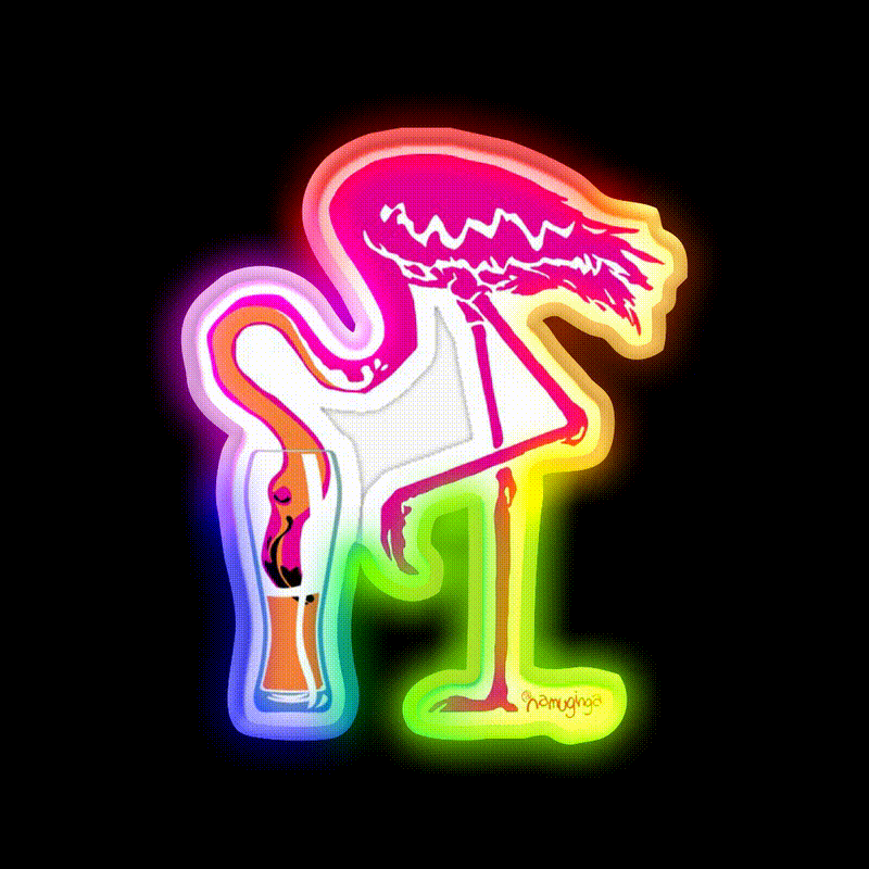 Flamingo Ing Going Gone Beer Bar Decor Led Neon Sign Rgb Color - LED neon sign close-up detail