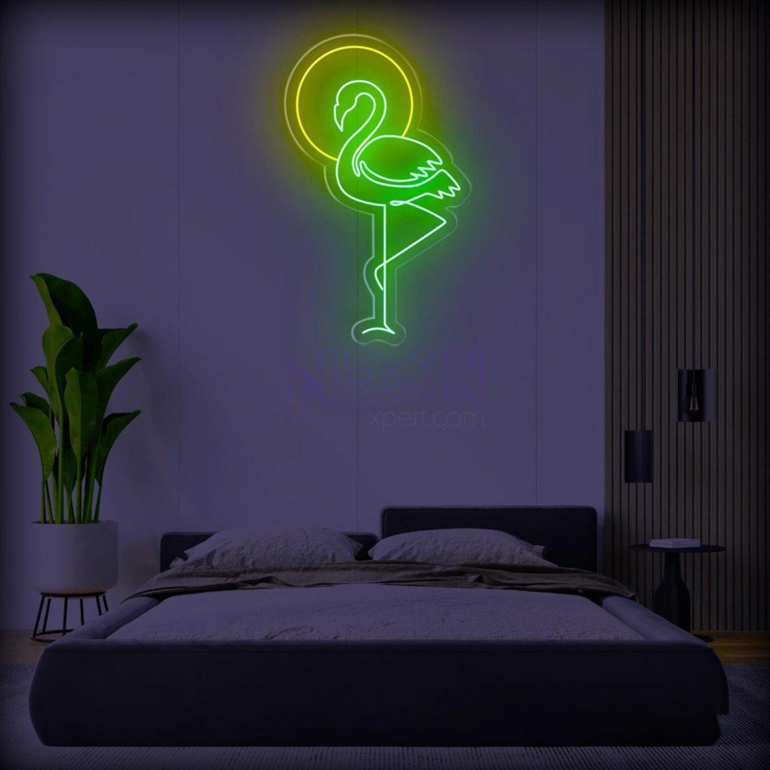 Flamingo Sun Blue Yellow Ring Led Neon Sign For Commercial Home Decor | Shineneon