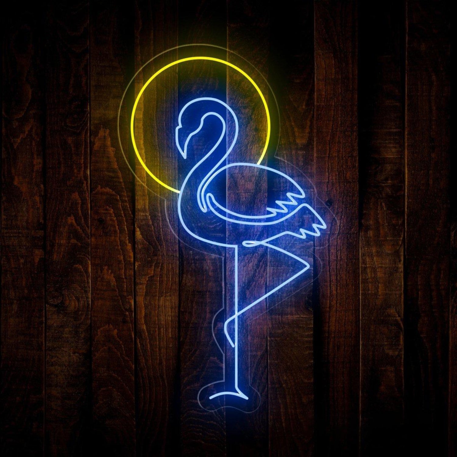 Flamingo Sun Blue Yellow Ring Led Neon Sign For Commercial Home Decor | Shineneon