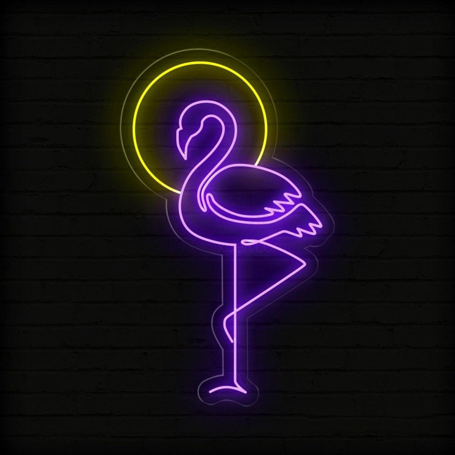 Flamingo Sun Blue Yellow Ring Led Neon Sign For Commercial Home Decor | Shineneon