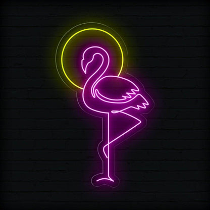 Flamingo Sun Blue Yellow Ring Led Neon Sign For Commercial Home Decor | Shineneon