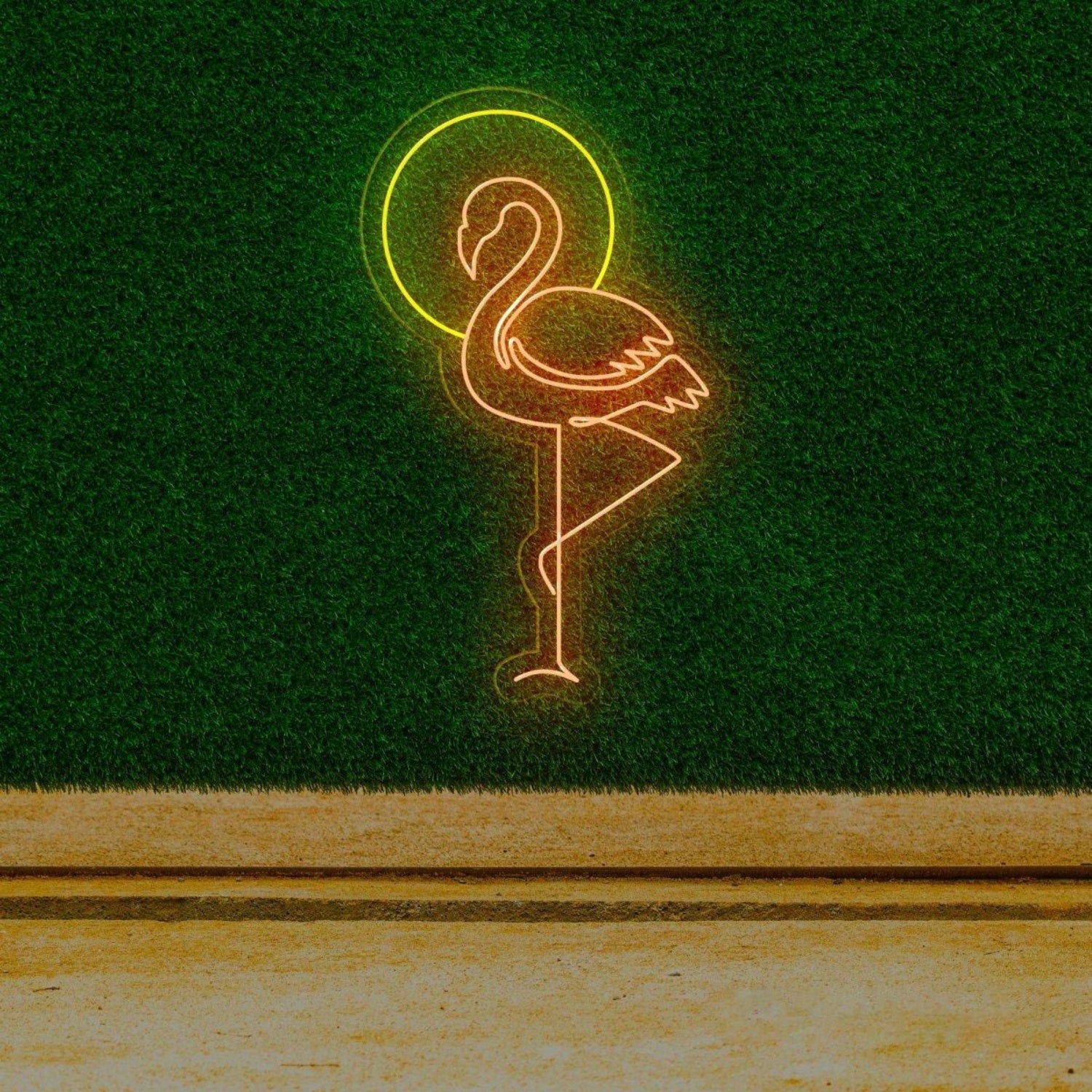 Flamingo Sun Blue Yellow Ring Led Neon Sign For Commercial Home Decor | Shineneon