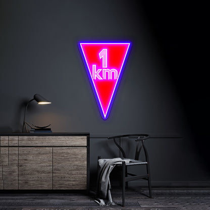 Flamme Rouge Artwork Personalized Light Up Sign - Neon sign mounted on wall in room