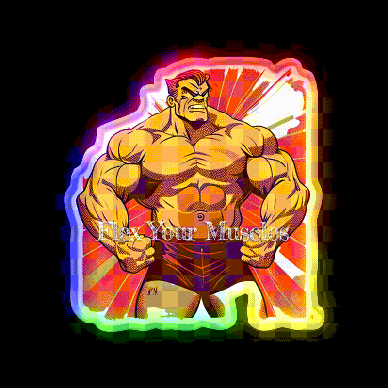Flex Your Muscles Gym Fitness Led Neon Sign Rgb Color
