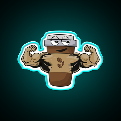 Flexing Coffee Bodybuilding Strongman Gym Fitness Led Neon Sign Rgb Color