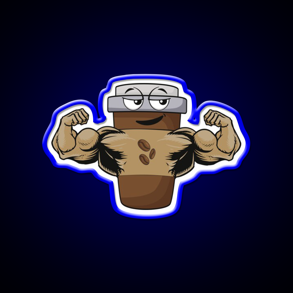 Flexing Coffee Bodybuilding Strongman Gym Fitness Led Neon Sign Rgb Color