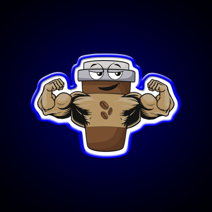 Flexing Coffee Bodybuilding Strongman Gym Fitness Led Neon Sign Rgb Color