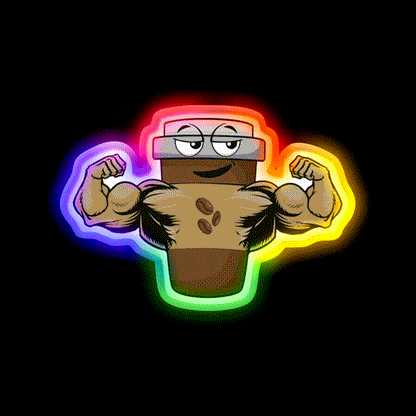 Flexing Coffee Bodybuilding Strongman Gym Fitness Led Neon Sign Rgb Color