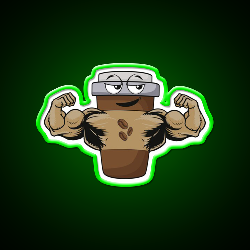 Flexing Coffee Bodybuilding Strongman Gym Fitness Led Neon Sign Rgb Color