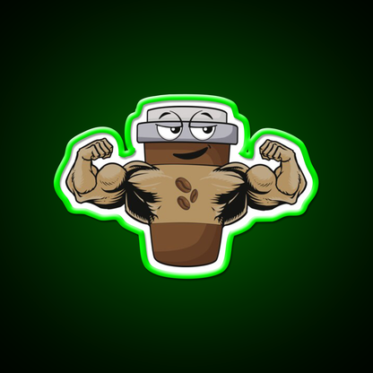 Flexing Coffee Bodybuilding Strongman Gym Fitness Led Neon Sign Rgb Color