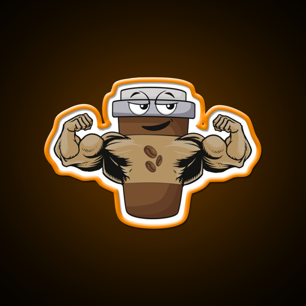 Flexing Coffee Bodybuilding Strongman Gym Fitness Led Neon Sign Rgb Color