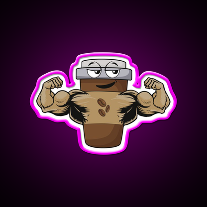 Flexing Coffee Bodybuilding Strongman Gym Fitness Led Neon Sign Rgb Color