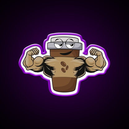 Flexing Coffee Bodybuilding Strongman Gym Fitness Led Neon Sign Rgb Color