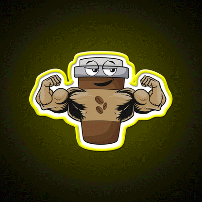 Flexing Coffee Bodybuilding Strongman Gym Fitness Led Neon Sign Rgb Color