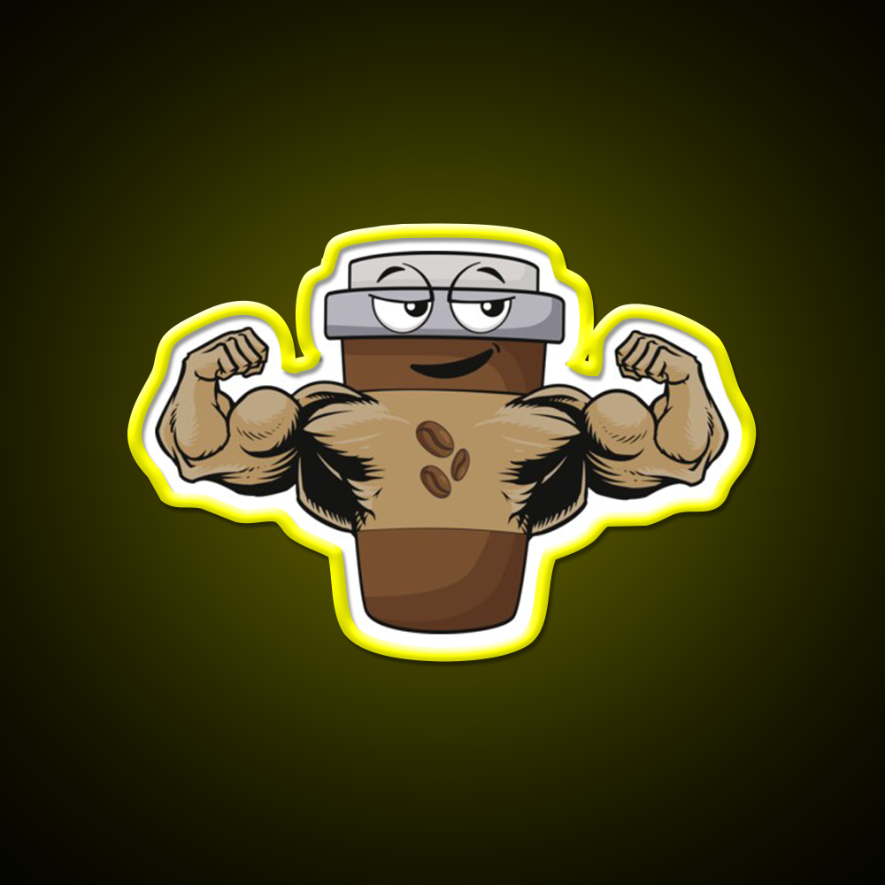 Flexing Coffee Bodybuilding Strongman Gym Fitness Led Neon Sign Rgb Color