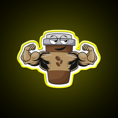 Flexing Coffee Bodybuilding Strongman Gym Fitness Led Neon Sign Rgb Color