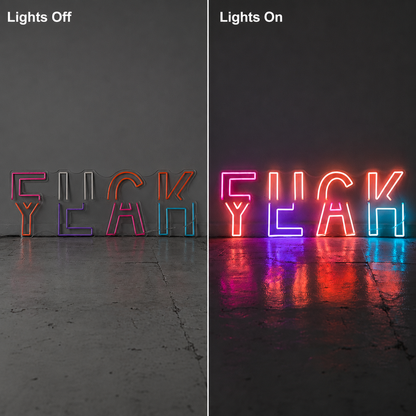 Flick Yeah Is LED Neon Sign - 06 Day Night Comparison